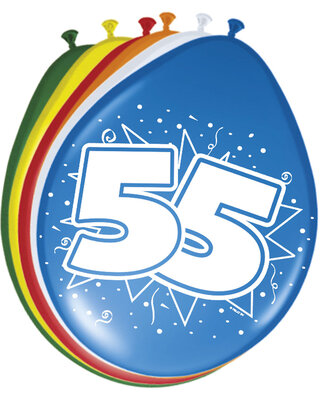 Folat Ballonnen 55Jaar Leeftijd Versiering 30 Cm 8 Stuks