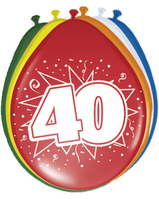Folat Ballonnen 40Jaar Leeftijd Versiering 30 Cm 8 Stuks