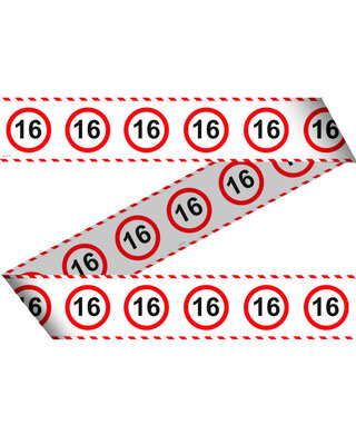 Folat Afzetlint 16 Jaar Leeftijd Versiering Verkeersbord 15 Meter