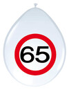 Folat Ballonnen 65 Jaar Leeftijd Versiering Verkeersbord 30 Cm 8 Stuks