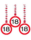 Folat Hang Decoratie 18 Jaar Verkeersbord Leeftijd Versiering 75 Cm 3 Stuks