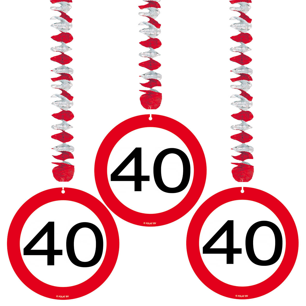 Folat Hangdecoratie 40 Jaar Leeftijd Versiering Verkeersbord 75 Cm 3 Stuks