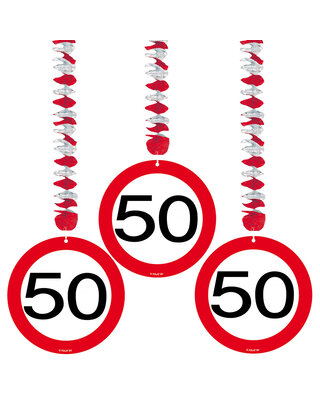 Folat Hang Decoratie 50 Jaar Verkeersbord Leeftijd Versiering 75 Cm 3 Stuks
