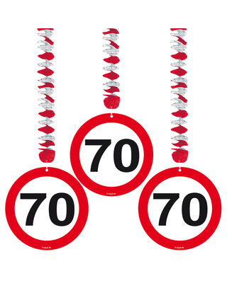 Folat Hang Decoratie 70 Jaar Verkeersbord Leeftijd Versiering 75 Cm 3 Stuks