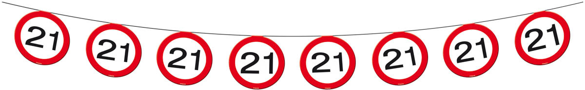 Folat Slingers 21 Jaar Leeftijd Versiering Verkeersbord 12 Meter Vlaggenlijn