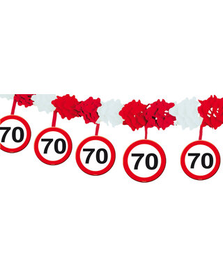 Folat Slingers 70 Jaar Met Onderhanger Leeftijd Versiering Verkeersbord 4 Meter vlaggenlijn