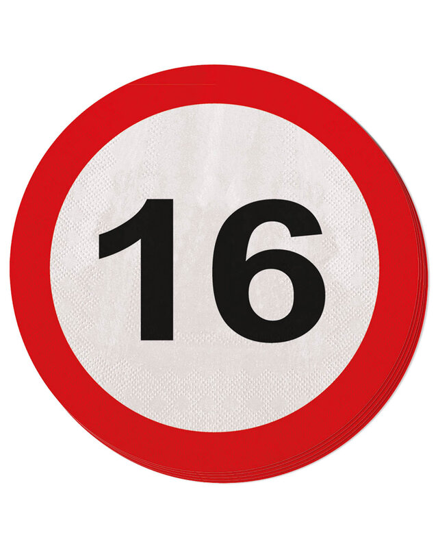 Folat Servetten 16 Jaar Leeftijd Versiering Verkeersbord 20 Stuks