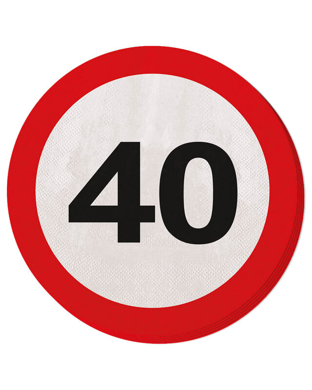 Folat Servetten 40 Jaar Leeftijd Versiering Verkeersbord 20 Stuks