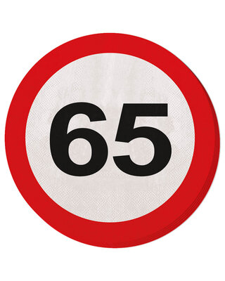 Folat Servetten 65 Jaar Leeftijd Versiering Verkeersbord 20 Stuks