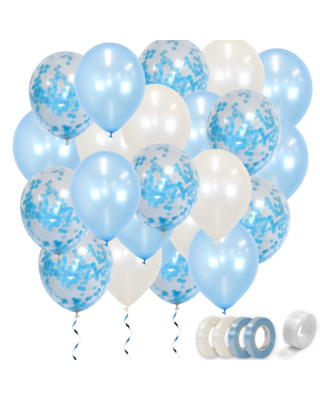 Q2party Blauwe & Witte Ballonnen Gender Reveal Babyshower Versiering 30 Stuks