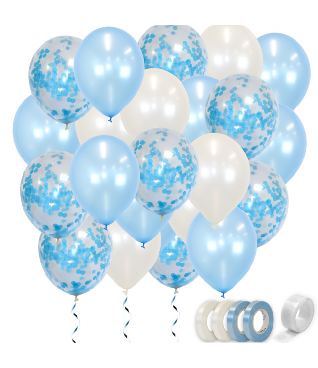 Q2party Blauwe & Witte Ballonnen Gender Reveal Babyshower Versiering 30 Stuks