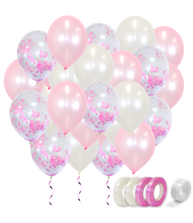 Q2party Roze & Witte Ballonnen Gender Reveal Babyshower Versiering 250 Stuks