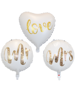 Q2party Mr & Mrs Huwelijk Versiering 40 Cm 3 Stuks