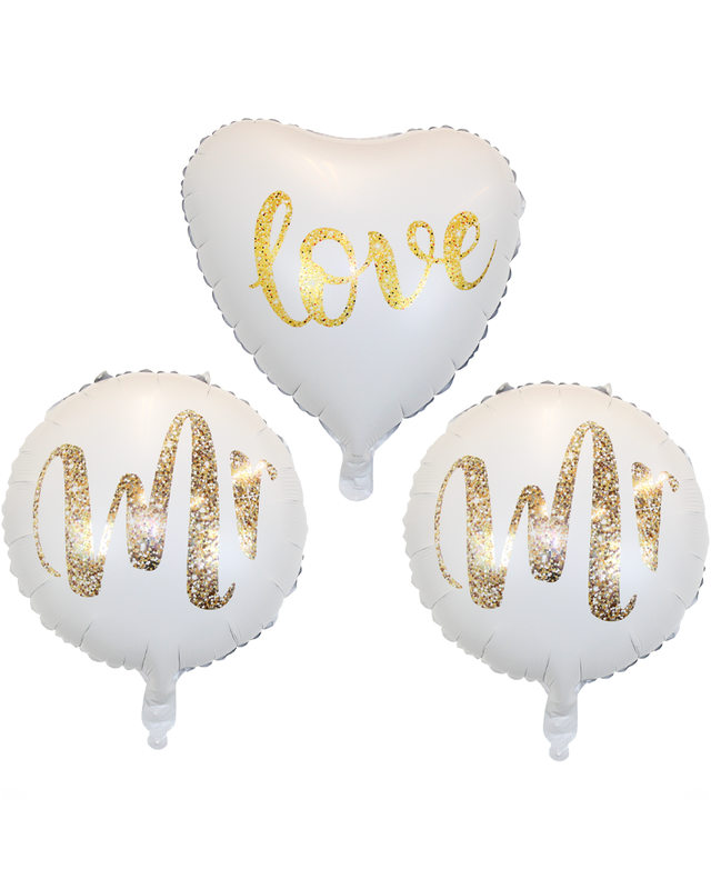 Q2party Mr & Mr Huwelijk Versiering 40 Cm 3 Stuks