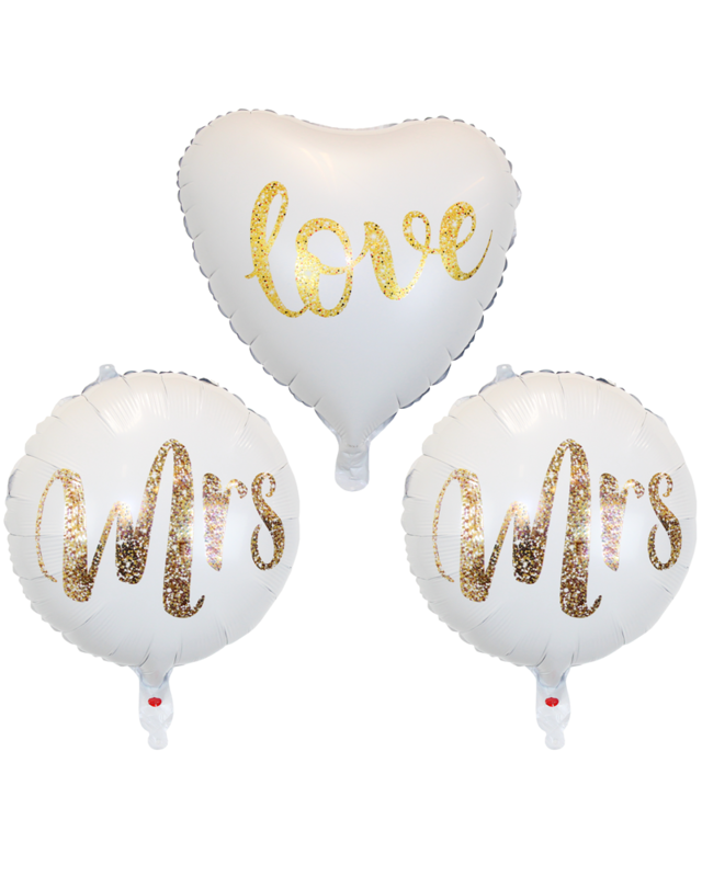Q2party Mrs & Mrs Huwelijk Versiering 40 Cm 3 Stuks