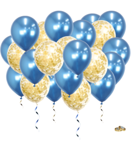 Q2party Gouden Blauwe Ballonnen Confetti Ballon Versiering 75 Stuks