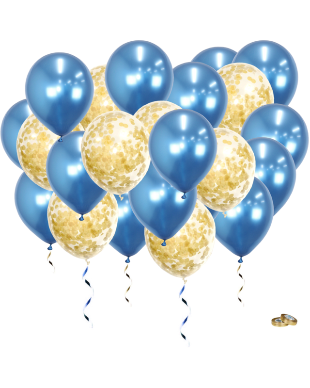 Q2party Gouden Blauwe Ballonnen Confetti Ballon Versiering 75 Stuks