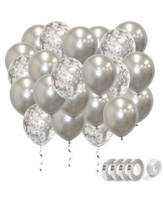Q2party Zilveren Ballonnen Confetti Ballon Versiering 75 Stuks