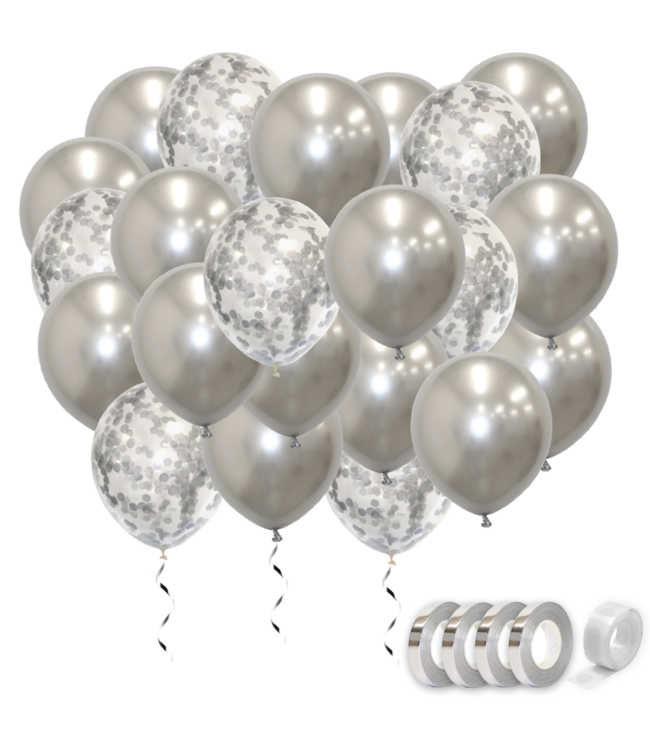 Visser Nauwkeurigheid Natuur Q2party Zilveren Ballonnen Confetti Ballon Versiering 75 Stuks - Q2Party