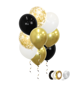 Q2party Gouden Witte Zwarte Ballonnen Confetti Ballon Versiering 40 Stuks