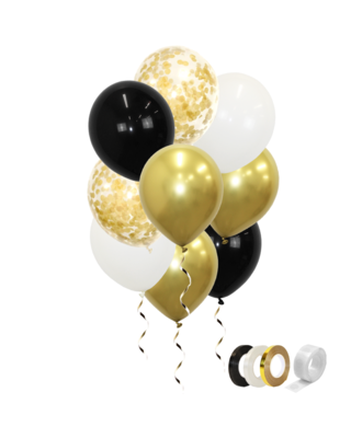 Q2party Gouden Witte Zwarte Ballonnen Confetti Ballon Versiering 40 Stuks