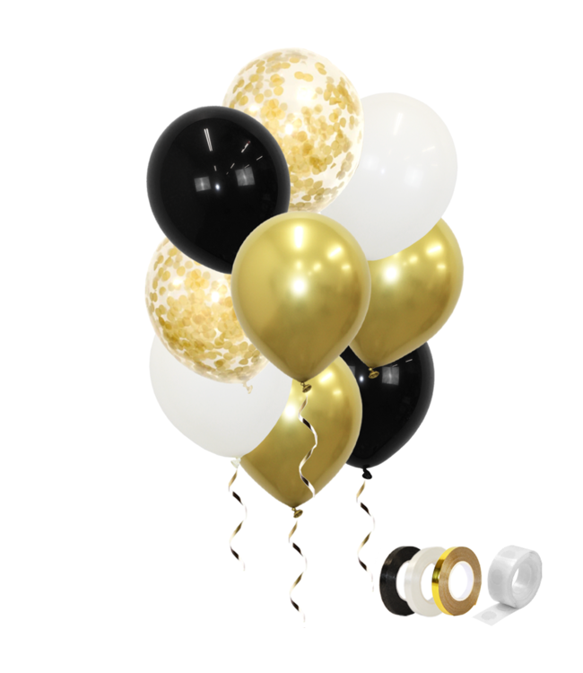 een schuldeiser token beginnen Q2party Gouden Witte Zwarte Ballonnen Confetti Ballon Versiering 40 Stuks -  Q2Party