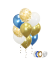 Q2party Gouden Witte Blauwe Ballonnen Confetti Ballon Gender Reveal Versiering 40 Stuks