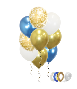 Q2party Gouden Witte Blauwe Ballonnen Confetti Ballon Gender Reveal Versiering 40 Stuks