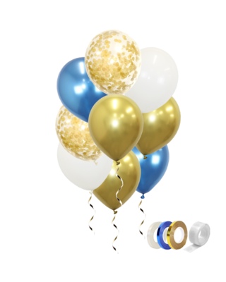 Q2party Gouden Witte Blauwe Ballonnen Confetti Ballon Gender Reveal Versiering 40 Stuks