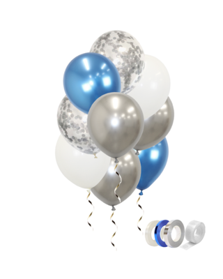 Q2party Zilveren Witte Blauwe Ballonnen Confetti Ballon Gender Reveal Versiering 40 Stuks