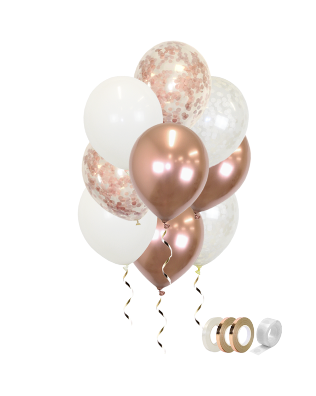 Q2party Rose Gouden Witte Ballonnen Confetti Ballon Huwelijk Versiering 40 Stuks