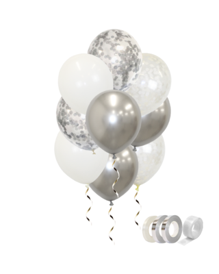 Q2party Zilveren Witte Ballonnen Confetti Ballon Huwelijk Versiering 40 Stuks