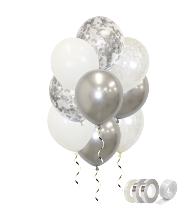herwinnen thema smokkel Q2party Zilveren Witte Ballonnen Confetti Ballon Huwelijk Versiering 40  Stuks - Q2Party