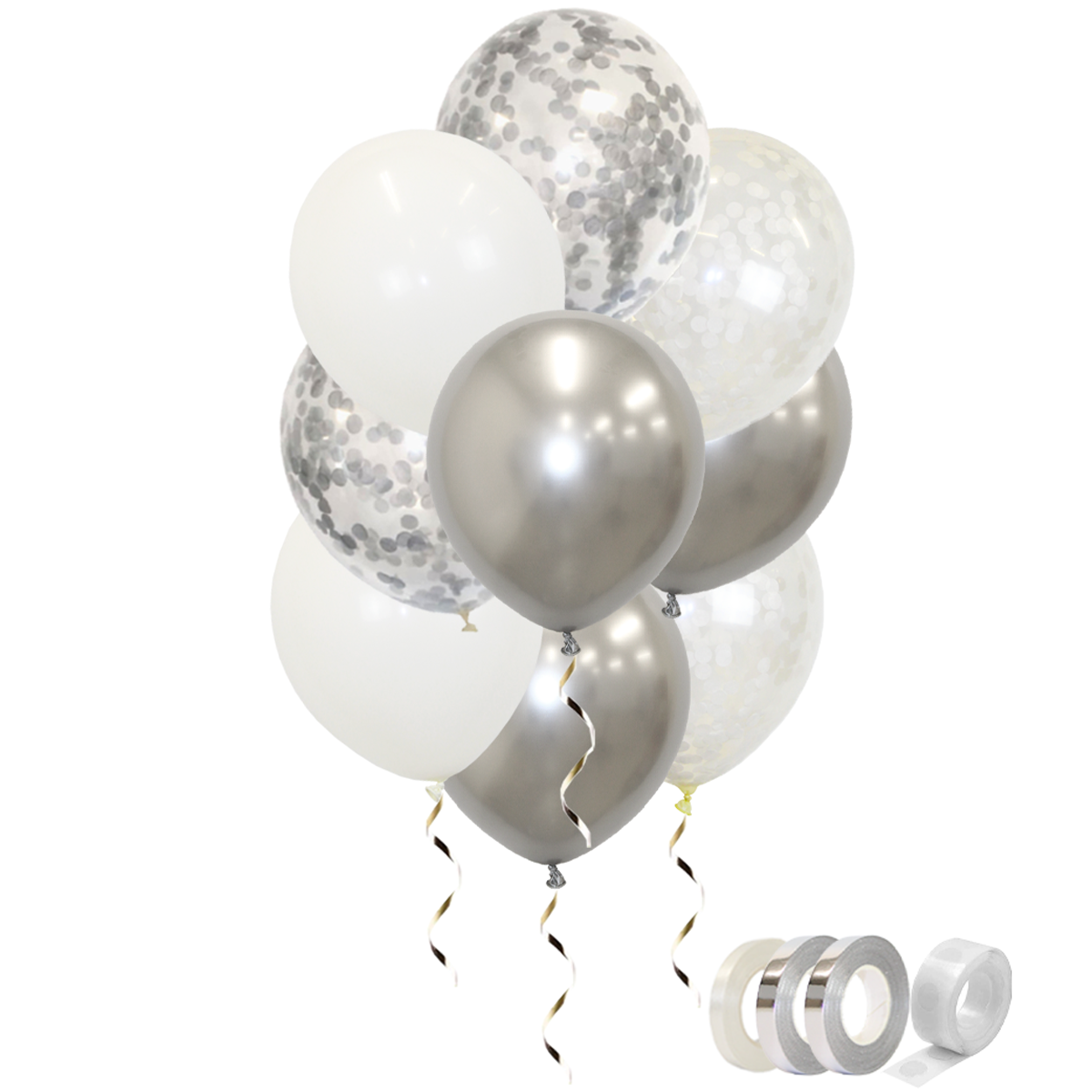 Calamiteit Middeleeuws vermoeidheid Q2party Zilveren Witte Ballonnen Confetti Ballon Huwelijk Versiering 40  Stuks - Q2Party