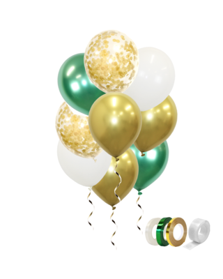 Q2party Gouden Witte Groene Ballonnen Confetti Ballon Jungle Versiering 40 Stuks