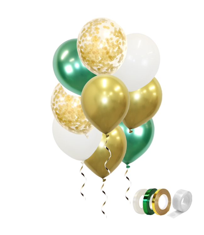 Kust Regeneratie Nathaniel Ward Gouden Witte Groene Ballonnen Confetti Ballon Jungle Versiering 40 Stuks -  Q2Party