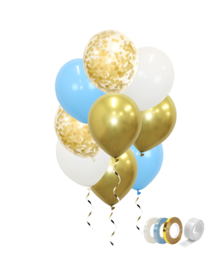 Q2party Gouden Witte Blauwe Ballonnen Confetti Ballon Gender Reveal Versiering 40 Stuks