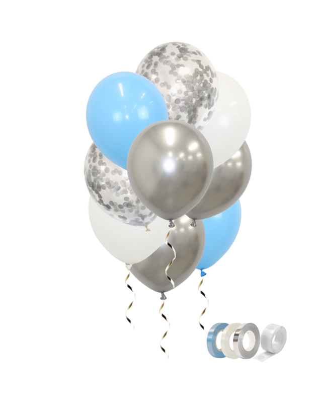 Q2party Zilveren Witte Blauwe Ballonnen Confetti Ballon Gender Reveal Versiering 40 Stuks
