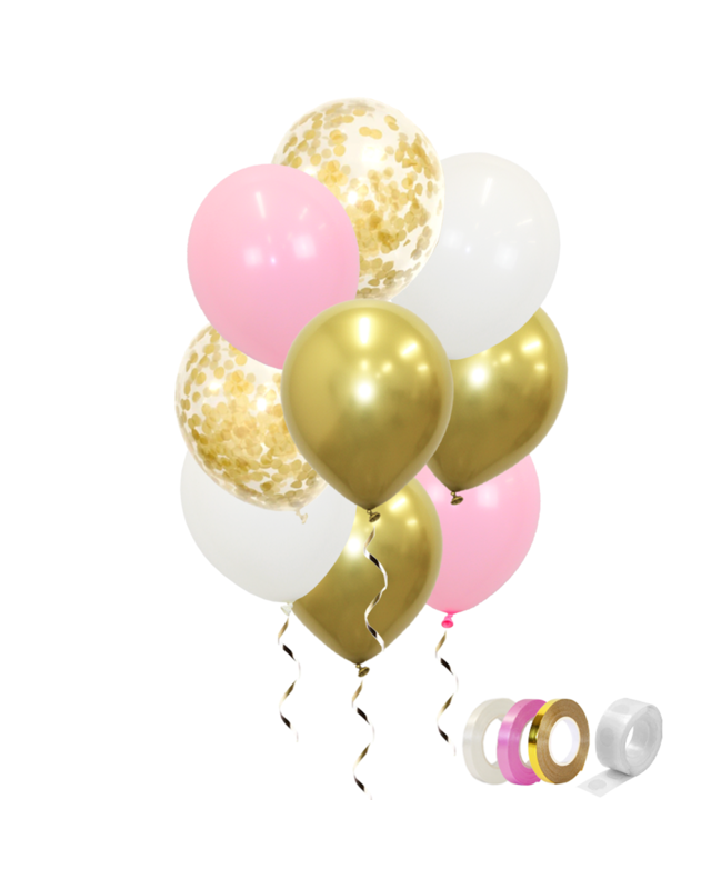 Q2party Gouden Witte Roze Ballonnen Confetti Ballon Gender Reveal Versiering 40 Stuks