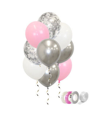 Q2party Zilveren Witte Roze Ballonnen Confetti Ballon Gender Reveal Versiering 40 Stuks