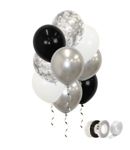 Q2party Zilveren Witte Zwarte Ballonnen Confetti Ballon Versiering 40 Stuks