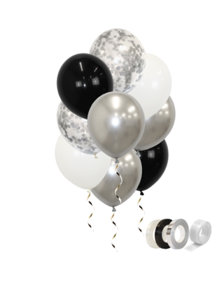 Q2party Zilveren Witte Zwarte Ballonnen Confetti Ballon Versiering 40 Stuks