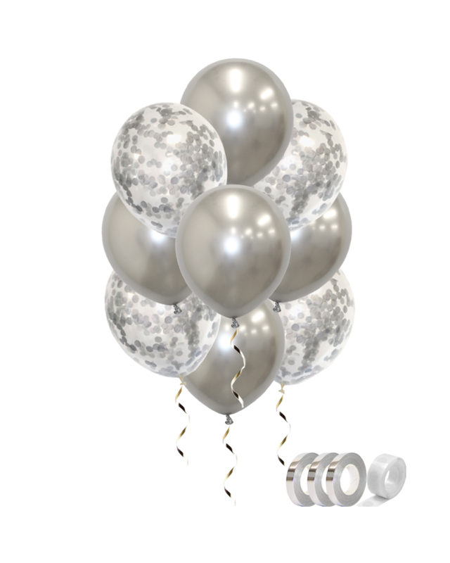 Q2party Zilveren Ballonnen Confetti Ballon Versiering 40 Stuks
