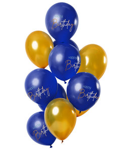 Folat Elegant True Blue Ballonnen Happy Birthday Versiering 30 Cm 12 Stuks