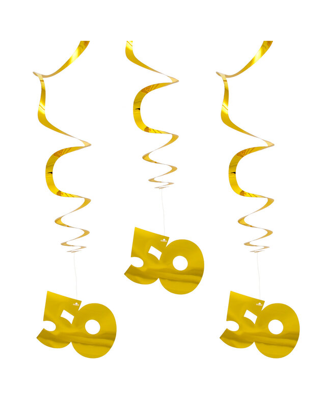 Folat Hangdecoratie 50 Jaar Goud Jubileum Slingers 3 Stuks 75 Cm