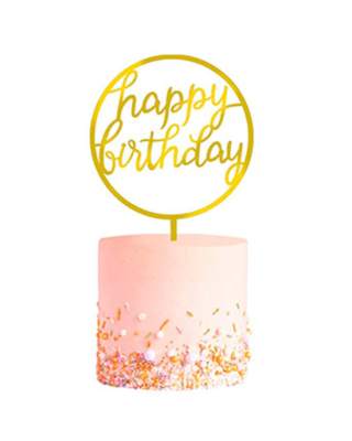 Q2party Happy Birthday Taartopper Taart Versiering Goud