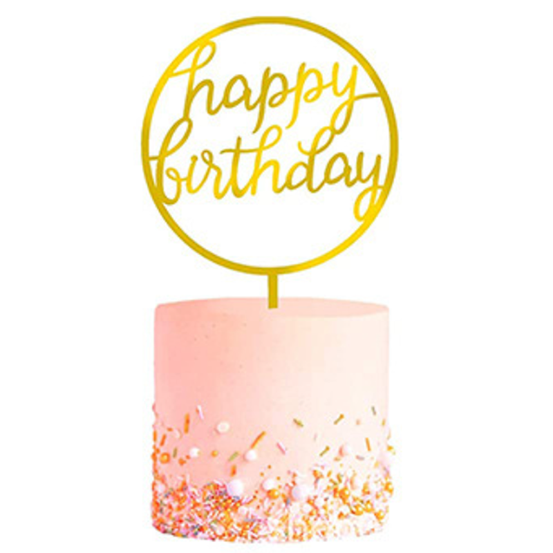 Q2party Happy Birthday Taartopper Taart Versiering Goud