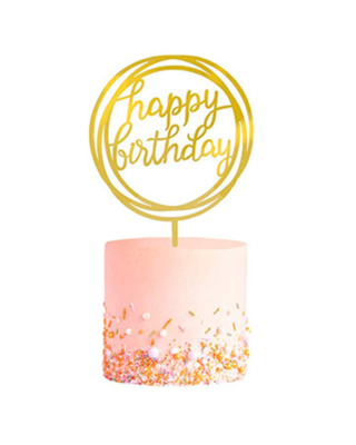 Q2party Happy Birthday Taartopper Taart Versiering Goud