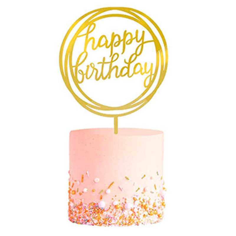 Q2party Happy Birthday Taartopper Taart Versiering Goud