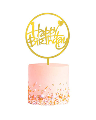 Q2party Happy Birthday Taartopper Taart Versiering Goud